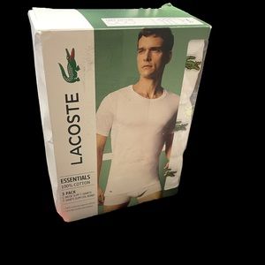 LACOSTE SIZE LARGE MENS 3 PACK WHITE C-NECK T-SHIRTS
